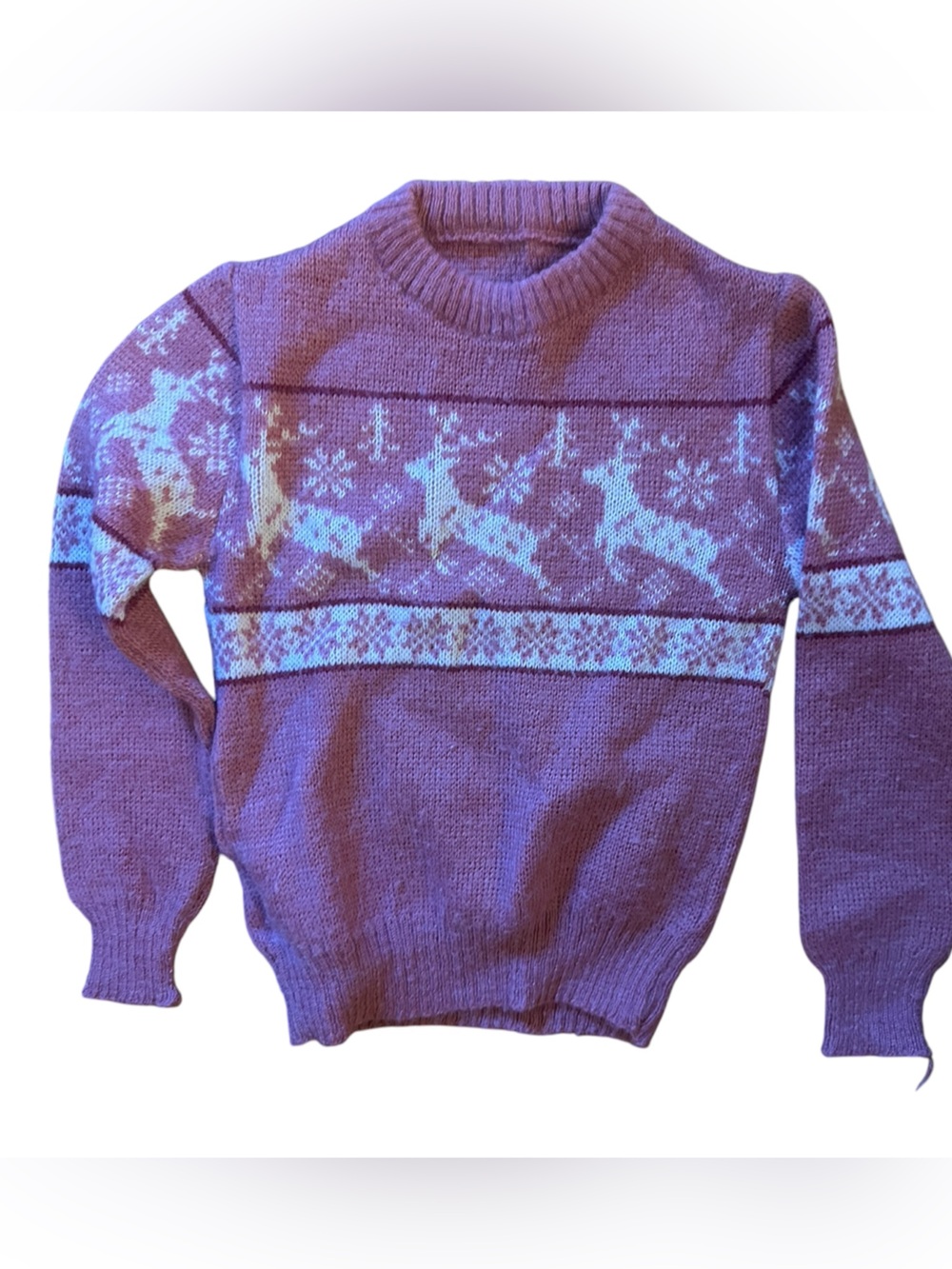 Vintage St. Michael (Marks & Spencer) Kids Reindeer Fair Isle Sweater, 5-6